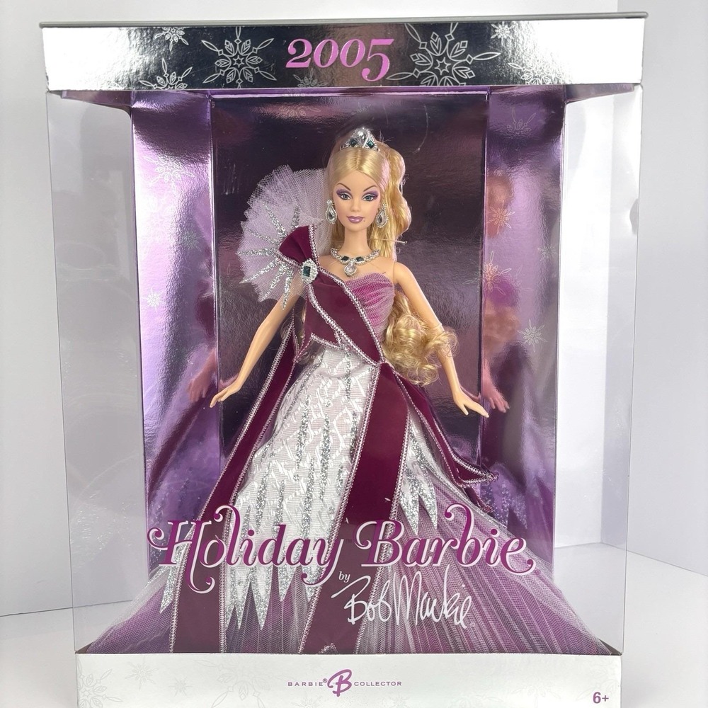 2005 Holiday Barbie Bob Mackie Collector Doll G8058 Blonde Burgundy Jewels NIB